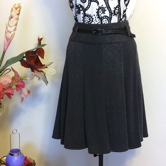 NWOT MEXX Well Tailored High-quality Gray Midi Lined Skirt with Belt Lightweight - Picture 1 of 7